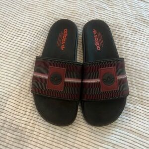 Black Maroon Adidas Slides M7/W9